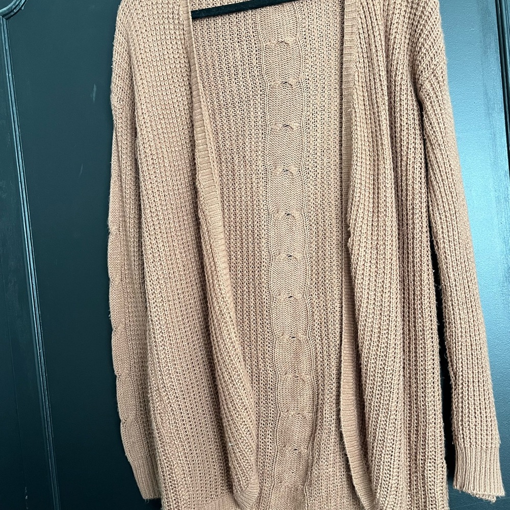 Cozy Tan Knit Cardigan Sweater